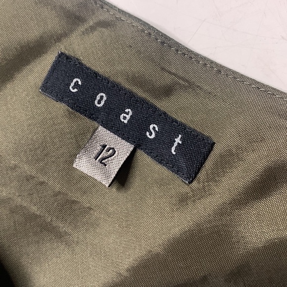 Vintage Y2K Coast Casual midi Skirt green floral appliqué silk size 12 women’s - Picture 5 of 5